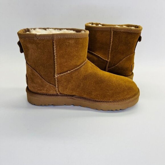 Ugg Australia Classic Mini Side Logo II Suede US Size 5 Tan Orange Logo - Picture 5 of 12